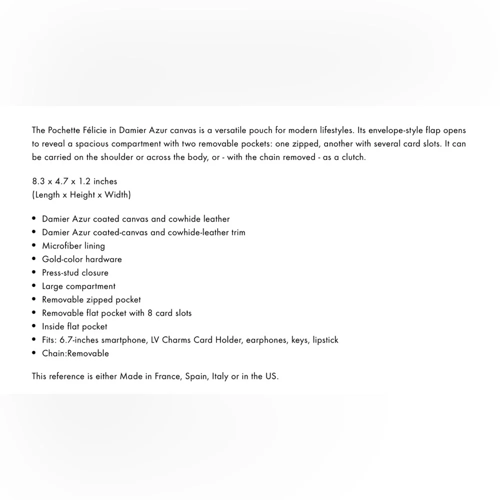 Louis Vuitton Pochette Felicie in Damier Azur Canvas, Great Condition! - Picture 5 of 14